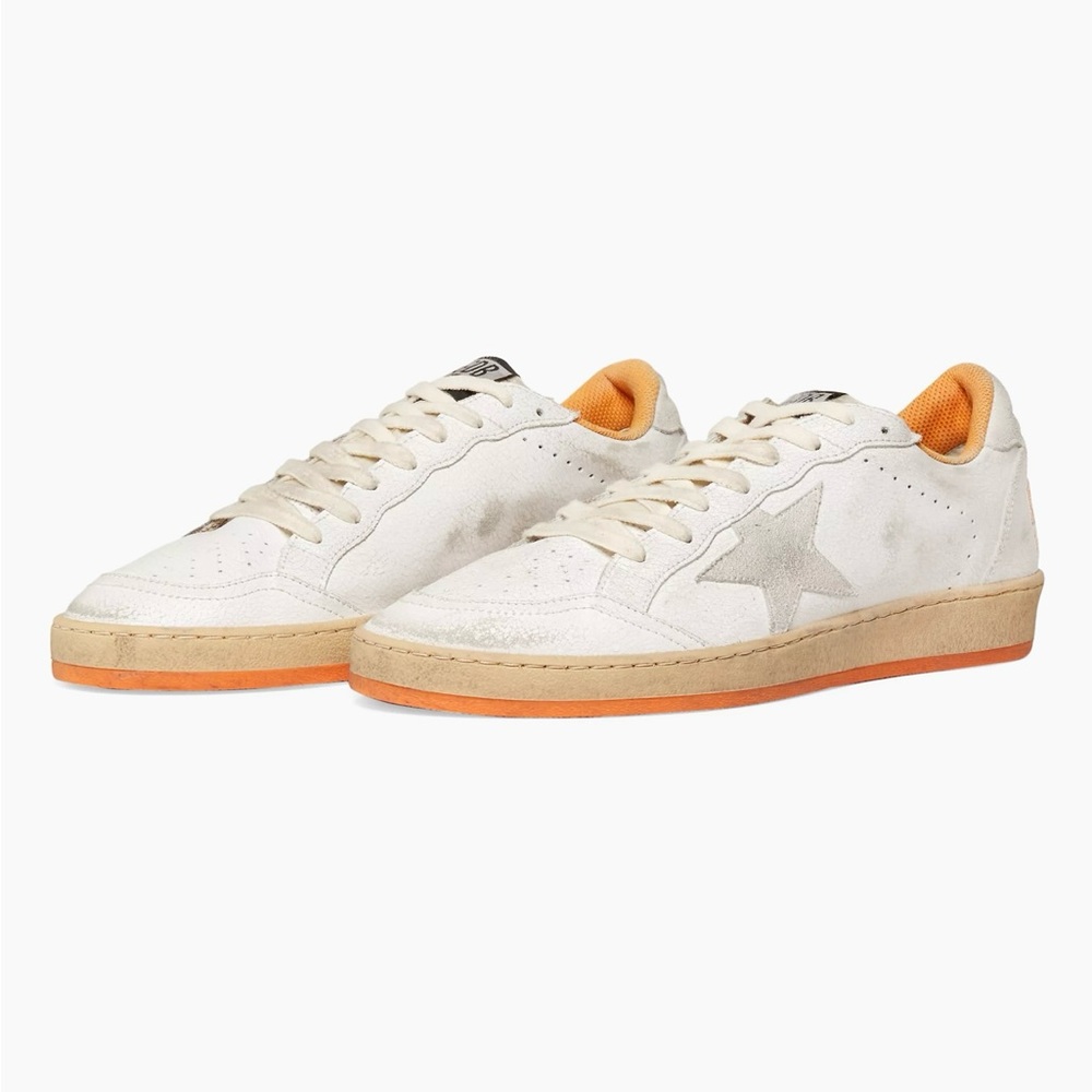Golden Goose White and Orange Sneakers
